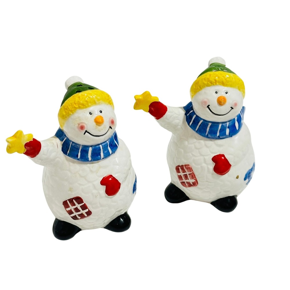 Ceramic Salt and Pepper Shakers White Snowman Christmas‎ holiday